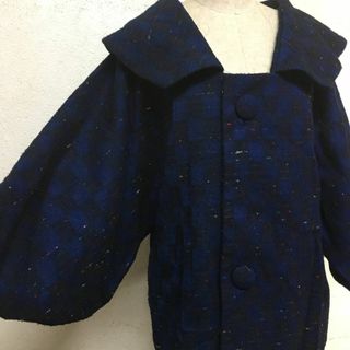 着物コート 冬羽織 和服コート 冬コート 道中着 ウール ブルー系 ミックス 防(着物)