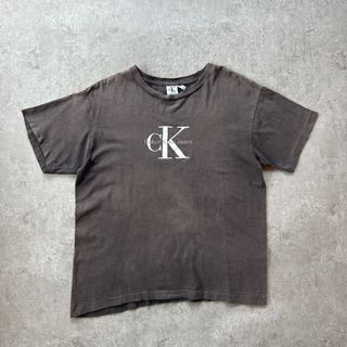 カルバンクライン(Calvin Klein)の90s カルバンクライン tシャツ USA製 ブラック L-XL 墨黒 フェード(Tシャツ/カットソー(半袖/袖なし))