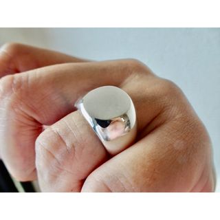 仁尾彫金『プラチナ、楕円の印台リング2』ハンドメイド333(リング(指輪))