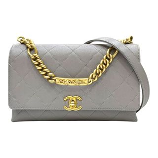 シャネル(CHANEL)の　シャネル CHANEL マトラッセ スモールフラップバッグ AS2764 グレー ゴールド金具 キャビアスキン レディース ショルダーバッグ(ショルダーバッグ)