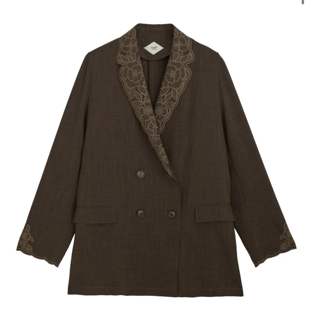 Ameri VINTAGE - MEDI LACE EMBROIDERY COLLAR JACKETの通販 by