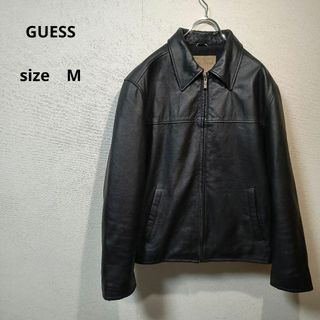 ゲス(GUESS)のGUESS メンズ レザージャケット ブラック 本革 M(レザージャケット)