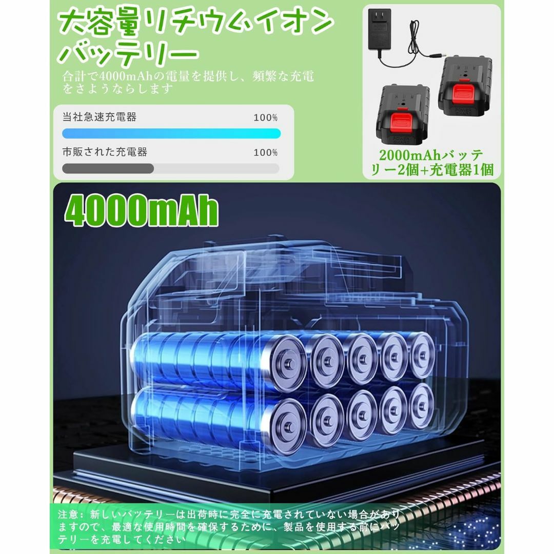 草刈り機 充電式草刈り機 1880W高功率 2000mAh*2大容量 強力電動草