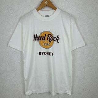 Hard Rock CAFE ハードロックカフェ Tシャツ 企業ロゴ ロゴプリント グラフィック SYDNEY 半袖 ホワイト Sサイズ メンズ 古着 ストリート アメカジ(Tシャツ/カットソー(半袖/袖なし))