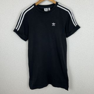 アディダスオリジナルス(adidas Originals)のadidas Originals アディダス オリジナルス Tシャツ ロング丈 スリーストライプス ブラック Mサイズ レディース 古着 ストリート スポーツMIX(Tシャツ/カットソー(半袖/袖なし))