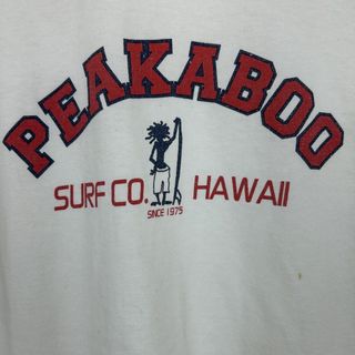 PEAKABOO Tシャツ バックプリント サーフ 半袖 ホワイト Mサイズ メンズ 古着 ストリート アメカジ(Tシャツ/カットソー(半袖/袖なし))