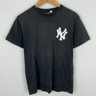 MLB メジャーリーグベースボール Tシャツ ニューヨークヤンキース NYロゴ 半袖 ブラック Mサイズ メンズ 古着 ストリート アメカジ(Tシャツ/カットソー(半袖/袖なし))