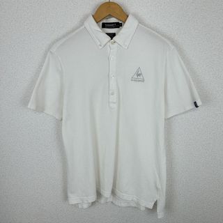 ルコックスポルティフゴルフ(le coq sportif golf)のle coq sportif GOLF ルコックスポルティフゴルフ ポロシャツ ボタンダウン 刺繍ロゴ 半袖 ホワイト Mサイズ メンズ 古着 ストリート スポーツMIX(Tシャツ/カットソー(半袖/袖なし))