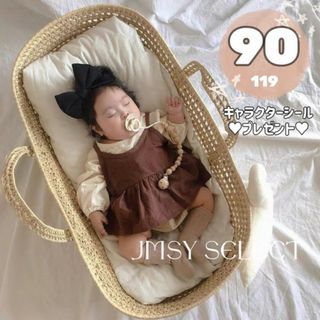 90cm茶★ギンガムレイヤードロンパース お揃い 韓国子供服　女の子