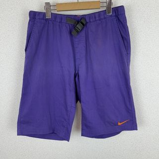ナイキ(NIKE)のNIKE ナイキ ショートパンツ ウェビングベルト 刺繍ロゴ ワンポイントロゴ パープル Lサイズ メンズ 古着 ストリート(ショートパンツ)