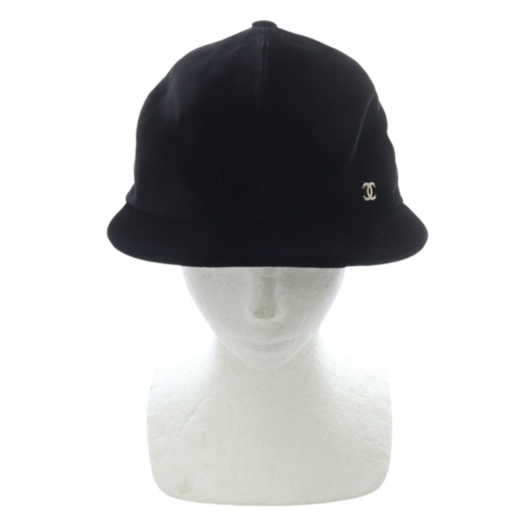 CHANEL - シャネル ココマーク ベロア乗馬キャップ 帽子 M 黒の