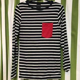 ザラ(ZARA)のZARA ロングTシャツ ☆ ネイビー ボーダー(Tシャツ/カットソー(七分/長袖))