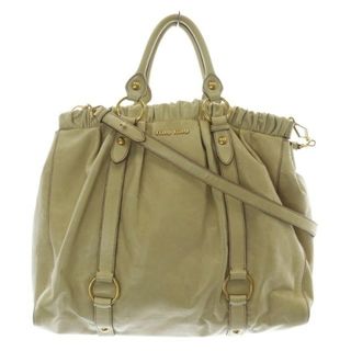 ミュウミュウ(MIU MIU)のミュウミュウ ハンドバッグ ロゴ クリーム色(ショルダーバッグ)