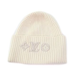 ルイヴィトン(LOUIS VUITTON)の極美品★LOUIS VUITTON ルイヴィトン 2022年製 M77873 ビーニー・LV ヘッドライン ウール100％ ブロン モノグラム フラワー刺繍 ニットキャップ S イタリア製 レディース(ニット帽/ビーニー)