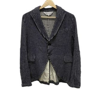 COMMEdesGARCONS COMMEdesGARCONS(コムデギャルソンコムデギャルソン) ジャケット サイズS レディース - ダークネイビー×アイボリー 長袖/ストライプ/秋/冬(その他)