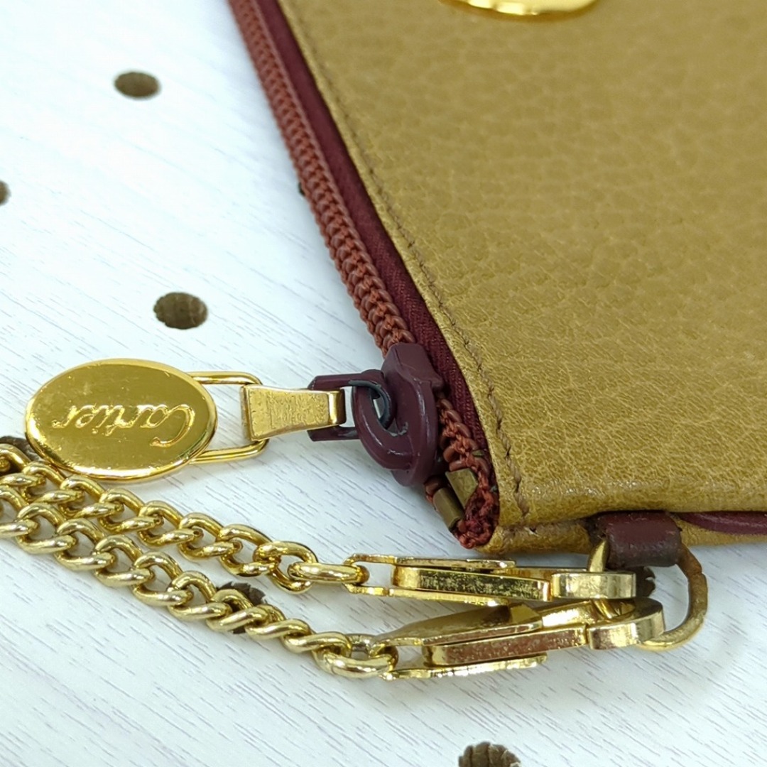 未使用☆カルティエポーチ マスタード Cartier - カルティエ チェーン ポーチ マスタード ボルドー