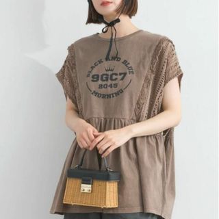ルピリアン ヴィンテージ天竺製品染め レースドッキング ロゴ フレンチ Tシャツ