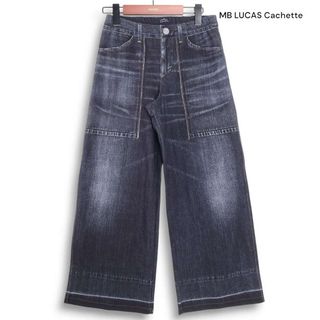 MB LUCAS Cachette エムビー ルーカスカシェット 通年 デニム転写♪ ストレッチ ワイド パンツ Sz.1　レディース 日本製(デニム/ジーンズ)