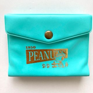 スヌーピー(SNOOPY)のビンテージピーナッツ カードケース名刺入れケース 緑 スヌーピー ウッドストック(名刺入れ/定期入れ)