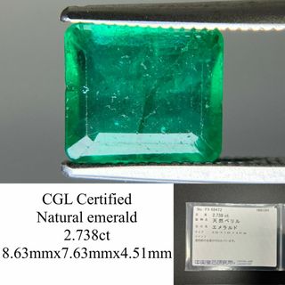 エメラルド  天然  2.738ct  中央宝石ソーティング付き  8.63㎜×7.63㎜×4.51㎜   天然 ルース（ 裸石 ） 5488YY(その他)