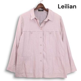 レリアン(leilian)のLeilian レリアン プラスハウス ウール シルク★ 長袖 シャツ ジャケット Sz.13+ レディース 大きいサイズ 日本製(シャツ/ブラウス(長袖/七分))