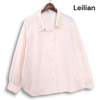 レリアン(leilian)のLeilian レリアン プラスハウス 春夏★ 花柄 フラワー レース 長袖 シャツ ブラウス Sz.13+ レディース 大きいサイズ 日本製(シャツ/ブラウス(長袖/七分))