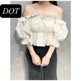 SNIDEL - 【正規品】snidel Sustainableギャザーオフショルブラウス　dot