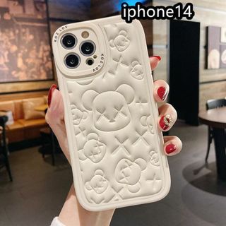 iphone14ケース 熊　TPU　カーバー　ホワイト3(iPhoneケース)
