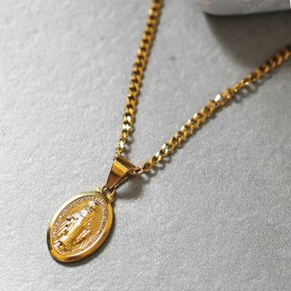 コインネックレス メンズ マリア ステンレス 喜平ェーン ゴールド 60cm ◎(ネックレス)