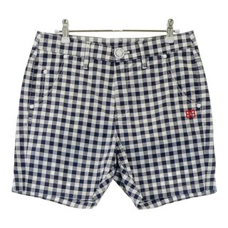 サイズ：1 PEARLY GATES パーリーゲイツ  バックプリント ストレッチショートパンツ チェック柄 ネイビー系 [240101476890] ゴルフウェア レディース ストスト(ウエア)
