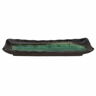 美濃焼 焼物皿 緑釉 132-0512(食器)