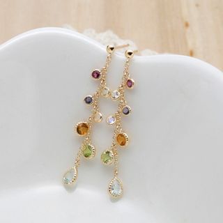 ゆれる7色の宝石　カラフルスイングピアス K18YG(ピアス)