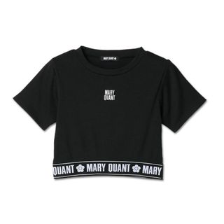 マリークヮント(MARY QUANT)の新品 マリークワント ロゴテープクロップド Tシャツ（ブラック）(Tシャツ(半袖/袖なし))
