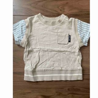プティマイン(petit main)のpetit main ベージュベストドッキング Tシャツ 90cm(Tシャツ/カットソー)