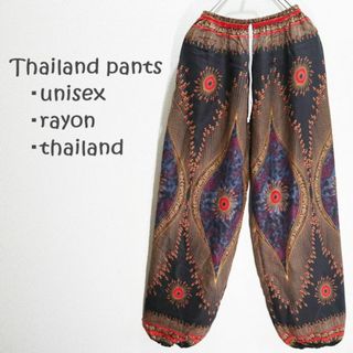 【新品】タイパンツ　アラジンパンツ　花とハートで出来た羽根　黒(サルエルパンツ)