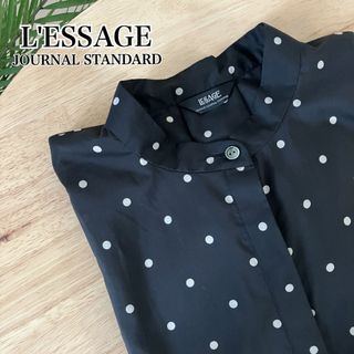 ジャーナルスタンダード(JOURNAL STANDARD)の【美品】L'ESSAGE タックスリーブシャツ ドット ブラック(シャツ/ブラウス(半袖/袖なし))