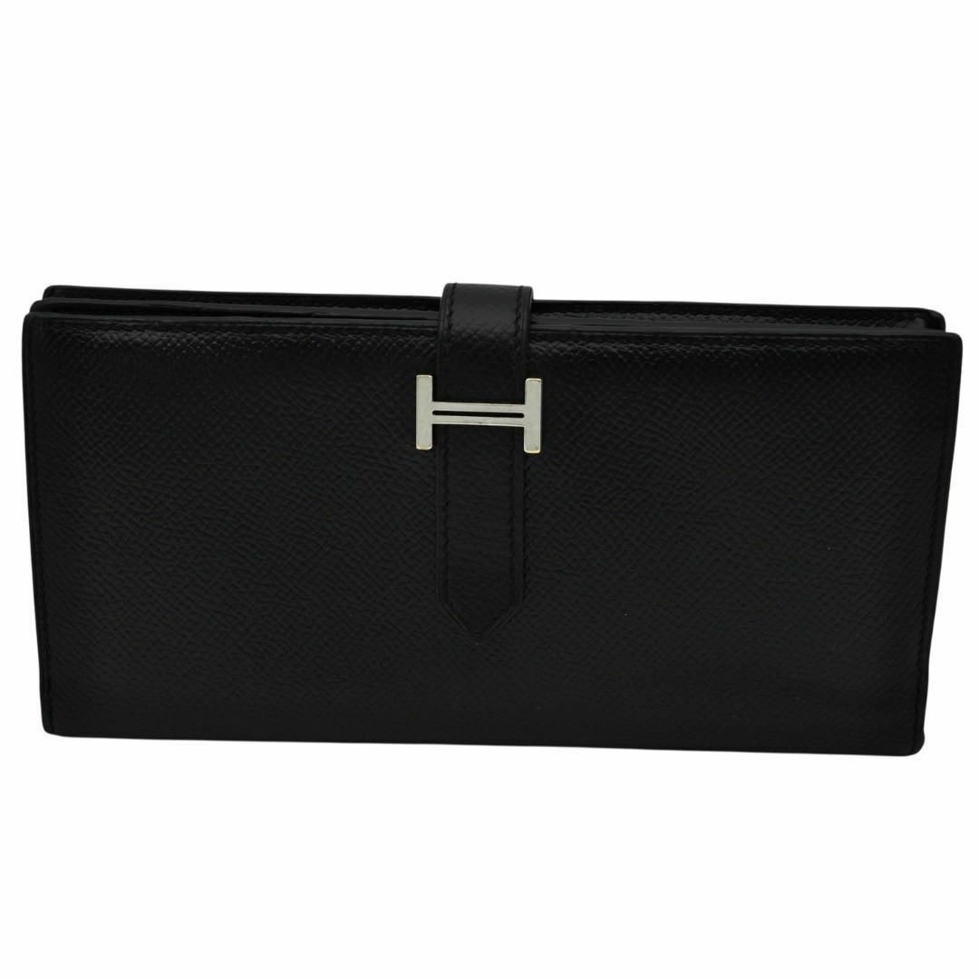 HERMES - HERMES 美品 ベアン スフレ エプソン ブラック 長財布