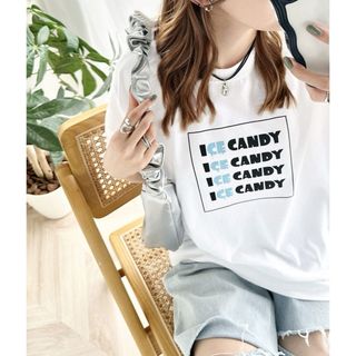 クラシカルエルフ(Classical Elf.)の綿100％ICE CANDYロゴプリントTシャツ　ホワイト　M(Tシャツ(半袖/袖なし))