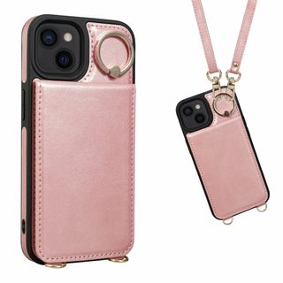 【色:ピンク】iPhone 14 ケース 背面 手帳型 カードケース iPhon(その他)