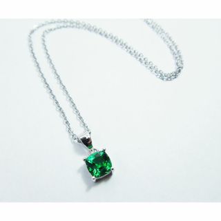 A2 エメラルド 6×6ｍｍ ペンダントトップ ネックレス セットCreated(ネックレス)