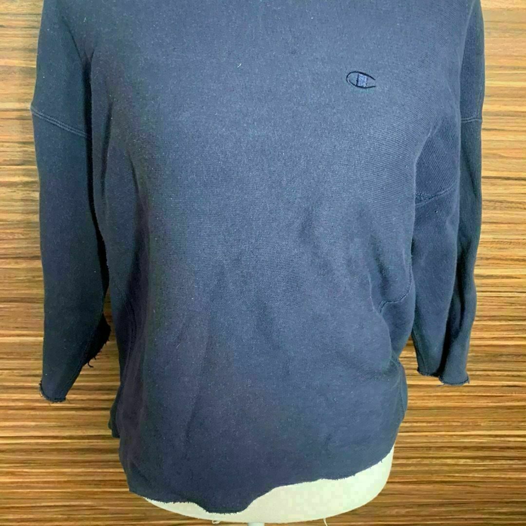 Champion(チャンピオン)のchampion ニット Tシャツ Mサイズ 紺 ネイビー レディース 七分丈 レディースのトップス(Tシャツ(長袖/七分))の商品写真