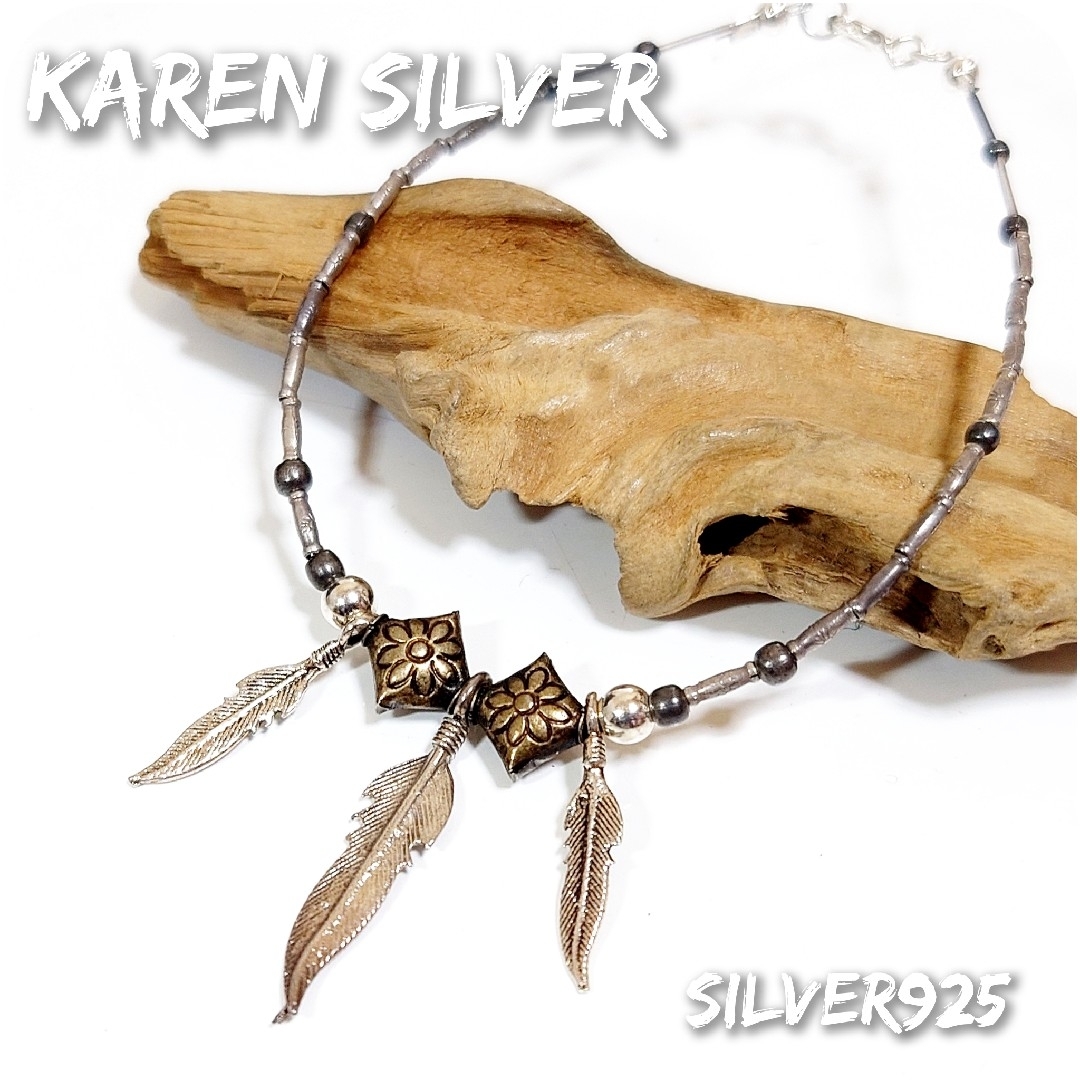 好評 6314 SILVER925 カレン族フェザーブレスレット カレンシルバー アクセサリー