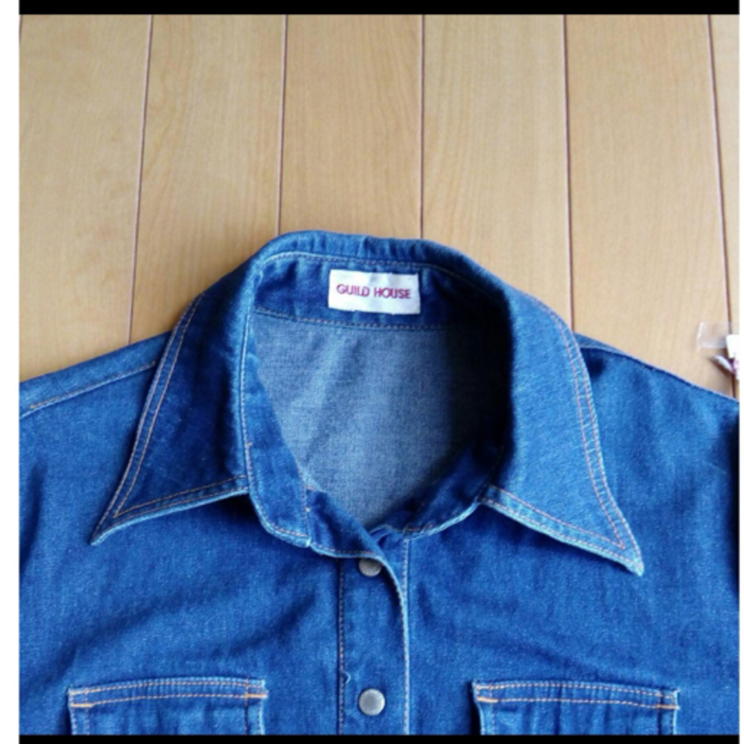 120サイズ デニムシャツ インディゴブルー キッズ/ベビー/マタニティのキッズ服女の子用(90cm~)(ブラウス)の商品写真