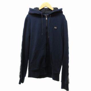 マイケルコース(MICHAEL KORS)のマイケルコース 美品 ロゴテープ パーカー フーディー ロゴ 長袖 紺 S(パーカー)