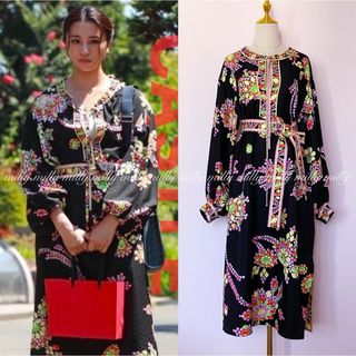 レオナール(LEONARD)の【LEONARD PARIS】高級ライン豪華総ロゴ織ロングワンピース(ロングワンピース/マキシワンピース)
