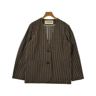 THE SHINZONE ザシンゾーン ノーカラージャケット S 茶 【古着】【中古】【送料無料】(ノーカラージャケット)