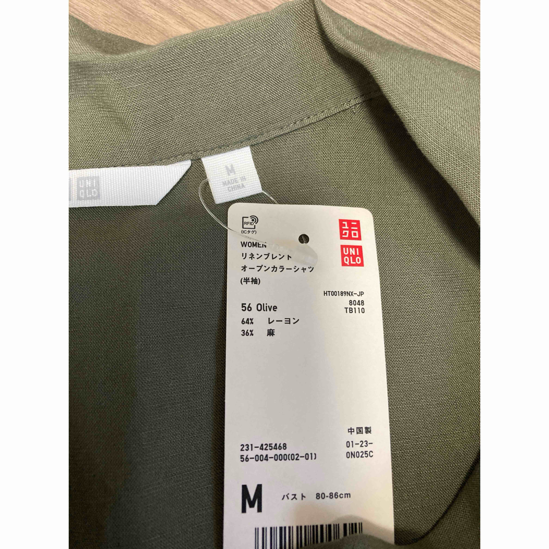 UNIQLO(ユニクロ)のUNIQLO リネンブレンドオープンカラーシャツ M レディースのトップス(シャツ/ブラウス(半袖/袖なし))の商品写真