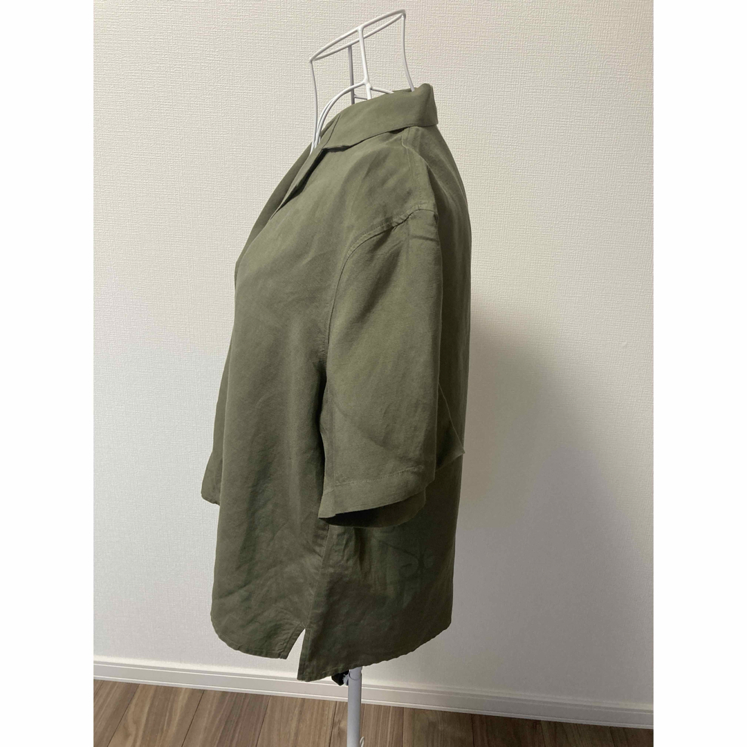 UNIQLO(ユニクロ)のUNIQLO リネンブレンドオープンカラーシャツ M レディースのトップス(シャツ/ブラウス(半袖/袖なし))の商品写真