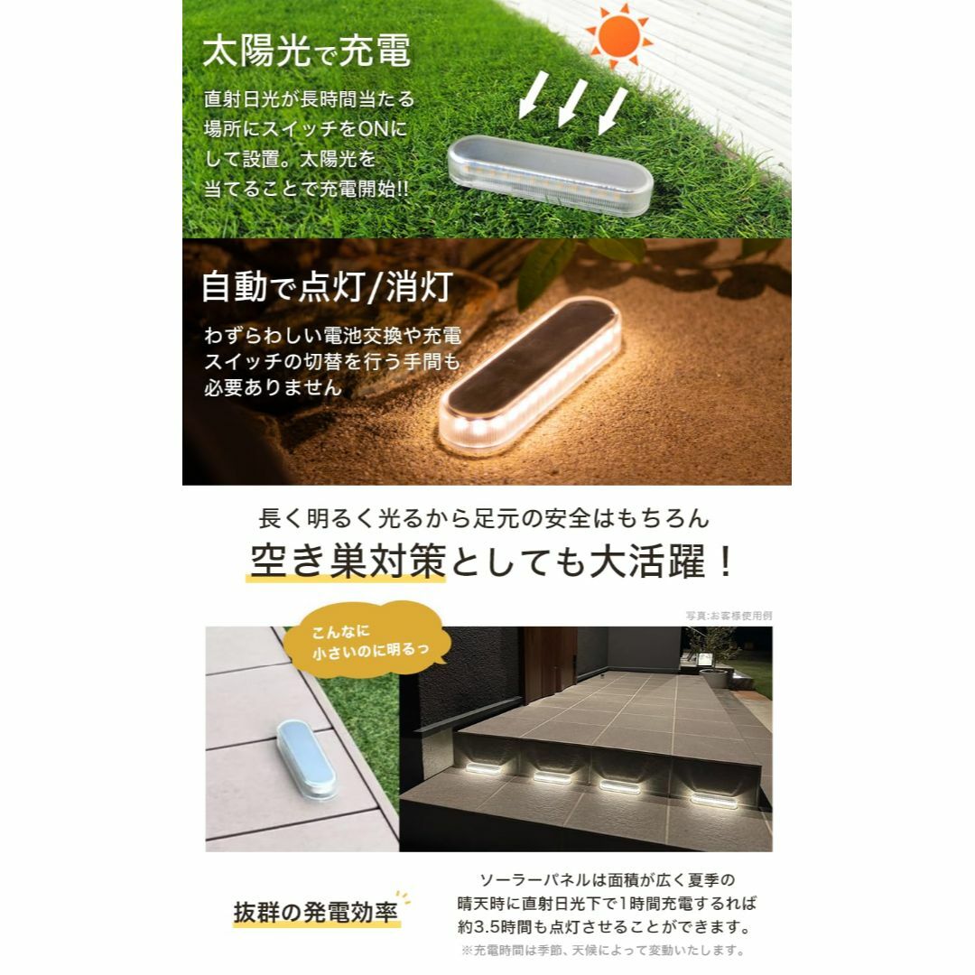 HAPPYJOINT エクレア 4個 ソーラーライト 屋外 防水 置き型 明るい スポーツ/アウトドアのアウトドア(ライト/ランタン)の商品写真