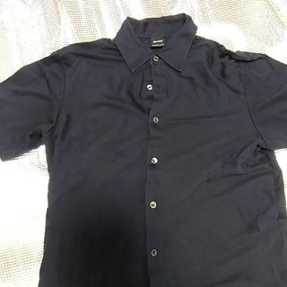ヒューゴボス(HUGO BOSS)のヒューゴボス　HUGO BOSS　半袖シャツ　ネイビー　メンズ　S　マーセライズ(シャツ)